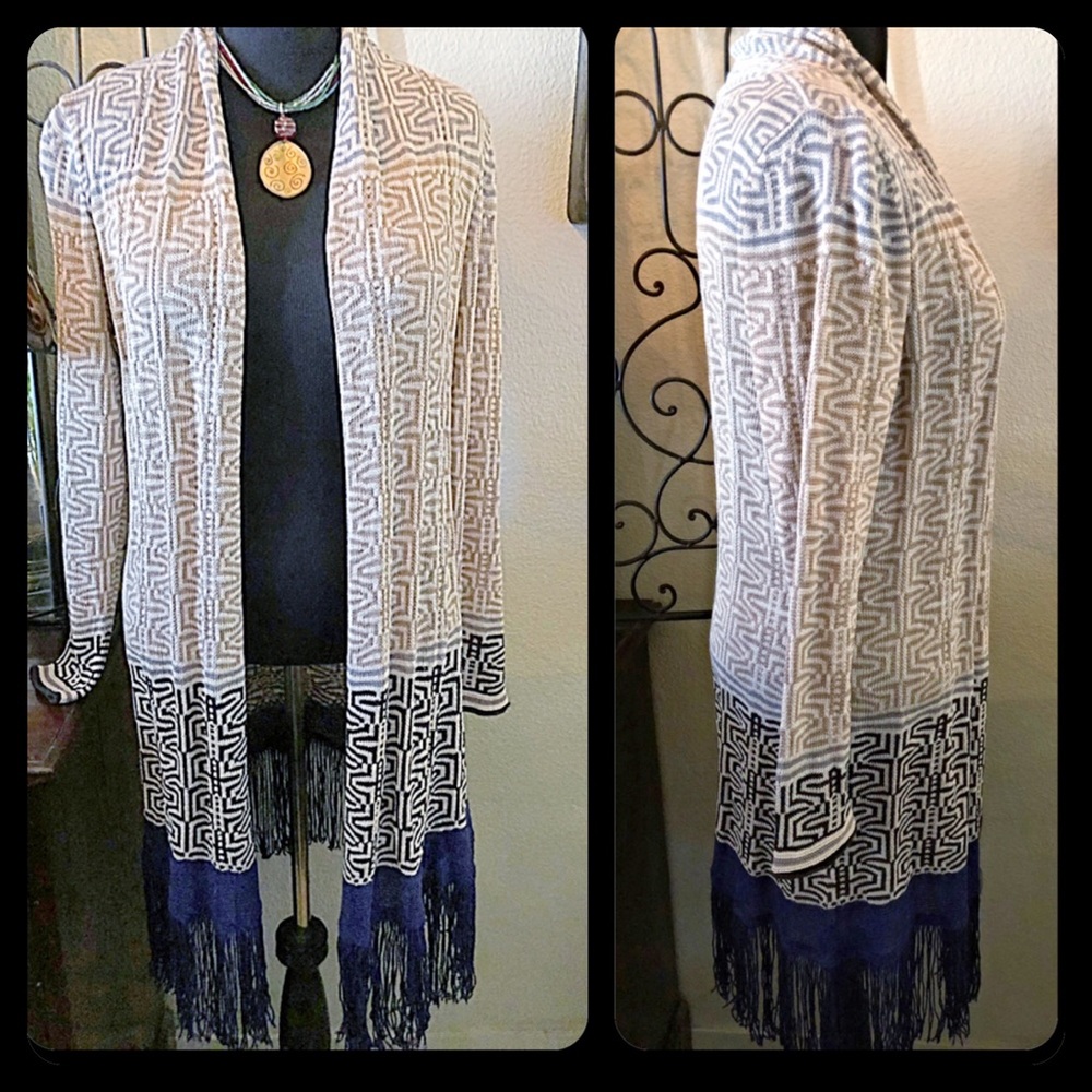 ✨NIC & ZOE Long Cardigan w/Fringe Hemline✨